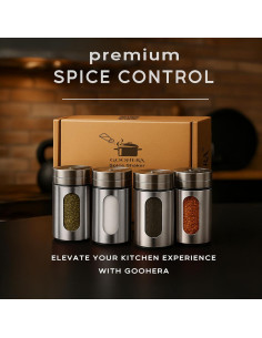 Juego de 4 Saleros y Pimenteros GOOHERA Acero Inoxidable 226g 2
