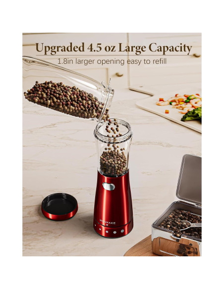 Molinillo Eléctrico de Sal y Pimienta WONMAKE Rojo 400g