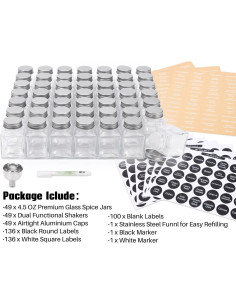 Set de 49 Tarros de Especias de Vidrio MIUKAA 127 ml con Etiquetas 2