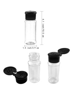 Set de 5 Frascos de Especias Plástico 100 ml con Tapas Negras 2