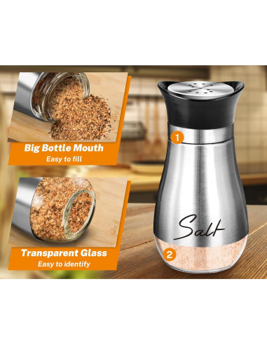 Juego de Saleros y Pimenteros Arrozon 4 oz Acero Inoxidable Plata