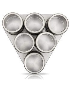 Estante Magnético para Especias - 6 Tarros Acero Inoxidable