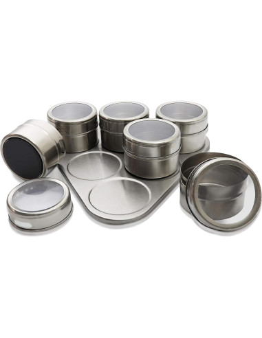 Estante Magnético para Especias - 6 Tarros Acero Inoxidable