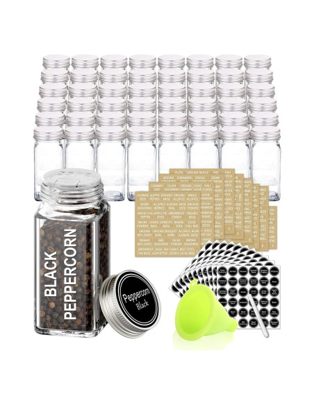 Conjunto de 48 Tarros de Especias de Vidrio SWOMMOLY 118ml