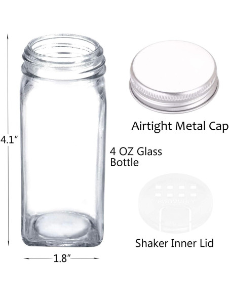 Conjunto de 48 Tarros de Especias de Vidrio SWOMMOLY 118ml