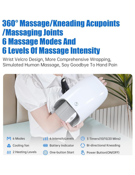 Masajeador de Mano Ehightop Sin Cable con Calor y Compresión