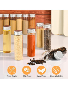Tarros de Especias de Vidrio TUZAZO 12 Pcs 50ml con Tapas 2