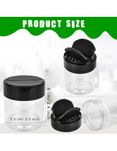 Paquete de 36 frascos de especias plásticos 120 ml con tapa negra 2