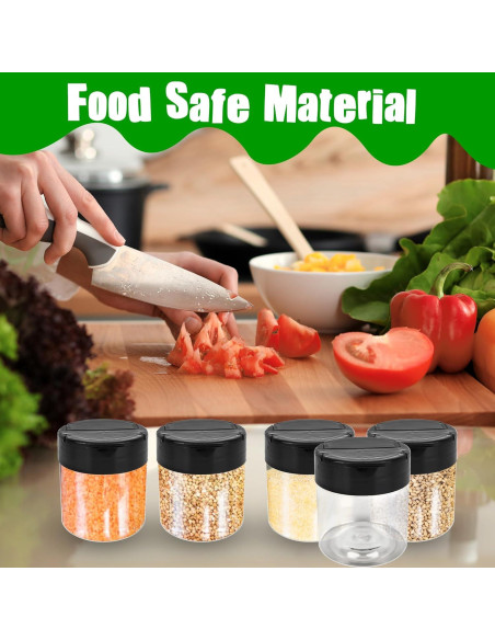 Paquete de 36 frascos de especias plásticos 120 ml con tapa negra