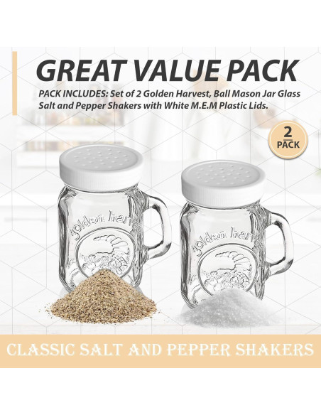 Juego de Salero y Pimentero de Vidrio Golden Harvest 4 oz Juego de Salero y Pimentero de Vidrio Golden Harvest 4 oz