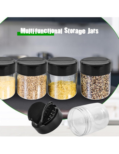 Paquete de 36 frascos de especias plásticos 120 ml con tapa negra