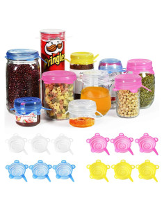 Tapas de Silicona Reutilizables Longzon - Paquete de 12, 6.6 a 10.2 cm