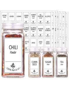 SWOMMOLY 25 Tarros de Especias de Vidrio 4oz con Etiquetas 2