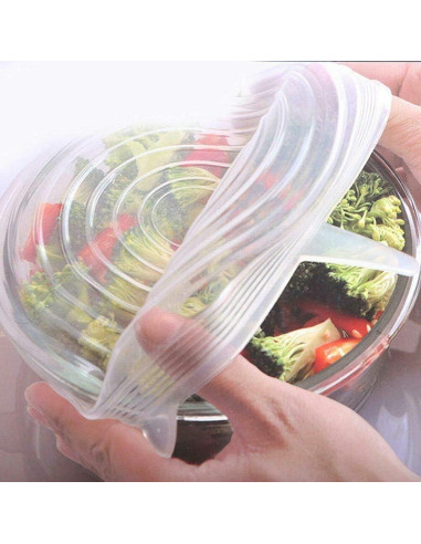 6 Tapas de Silicona Reutilizables Calculars para Alimentos