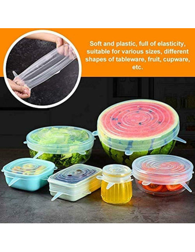 6 Tapas de Silicona Reutilizables Calculars para Alimentos