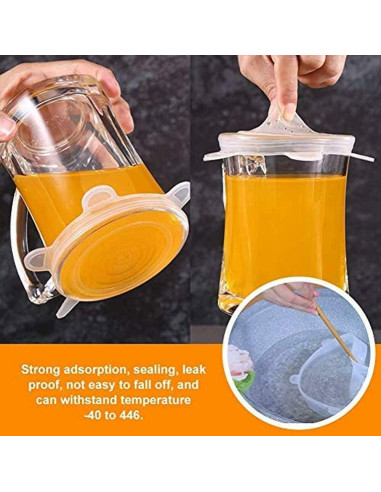 6 Tapas de Silicona Reutilizables Calculars para Alimentos