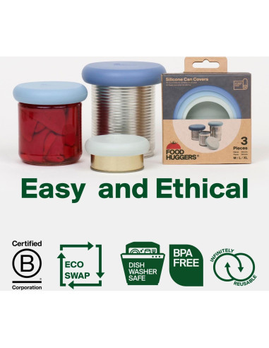 Cubiertas para Latas Food Huggers 3 Piezas Silicona Azul