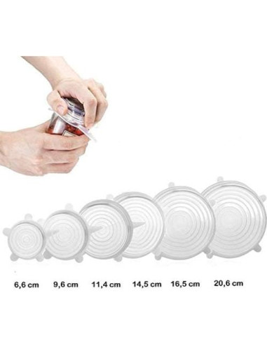 Paquete de 6 tapas de silicona Ekological 7 a 21 cm reutilizables