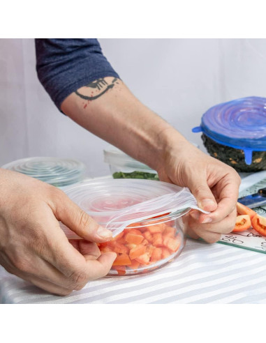 Paquete de 6 tapas de silicona Ekological 7 a 21 cm reutilizables