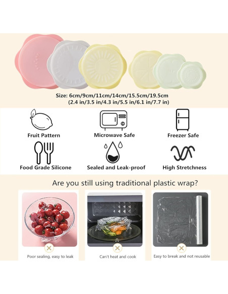 Juego de 6 Tapas de Silicona Comais para Alimentos Multicolor