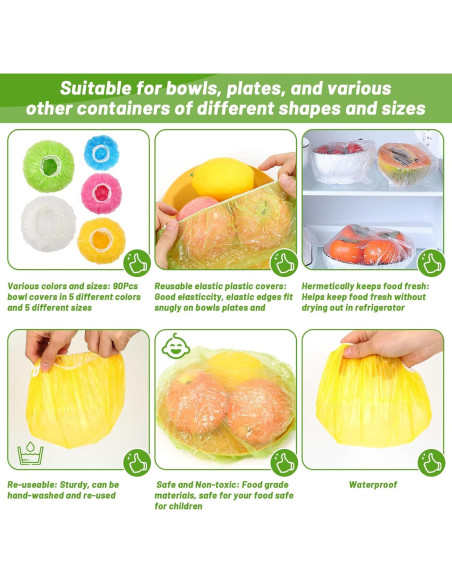 90 Fundas Reutilizables para Cuencos Sublaga - 5 Tamaños y Colores