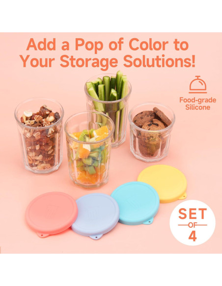 Paquete de 4 tapas de silicona Purekra para vidrio Luminarc