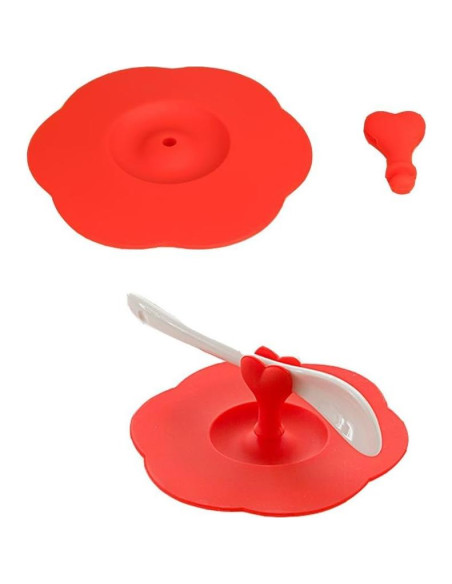 6 Tapas de Taza de Silicona AKOAK con Soporte para Cuchara