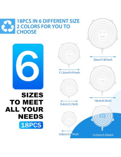 Tapas de Silicona Estirables BFONS 18 Piezas 6 Tamaños 2