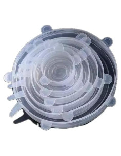 Set de 6 Tapas de Silicona Estirables Genérico - Varios Tamaños