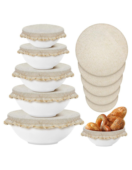 Cubiertas de Tazón Reutilizables Patelai 10 Pcs 5 Tamaños Beige