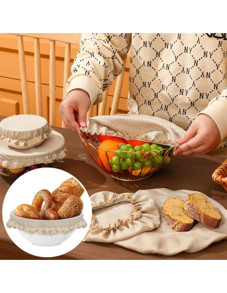 Cubiertas de Tazón Reutilizables Patelai 10 Pcs 5 Tamaños Beige