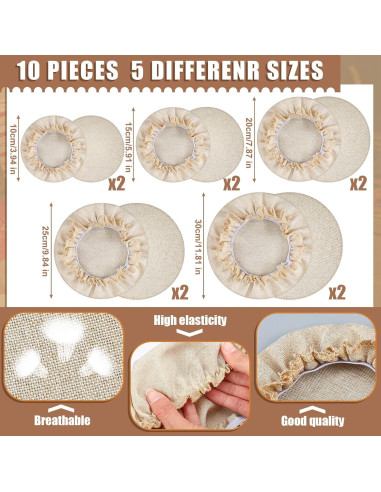 Cubiertas de Tazón Reutilizables Patelai 10 Pcs 5 Tamaños Beige