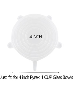 6 Tapas de Silicona MOCETY para Tazones de Vidrio 10.16 cm 2