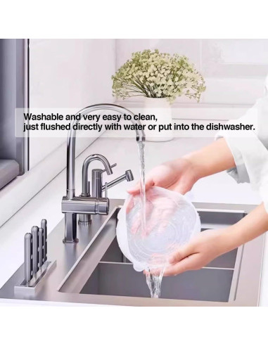 6 Tapas de Silicona MOCETY para Tazones de Vidrio 10.16 cm