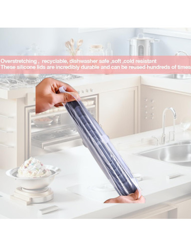 6 Tapas de Silicona MOCETY para Tazones de Vidrio 10.16 cm