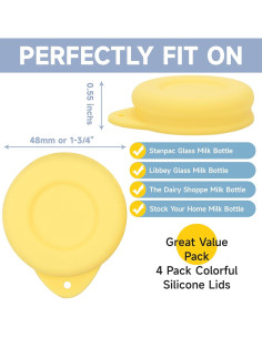 Paquete de 4 Tapas de Silicona Purekra 48mm para Botellas 2