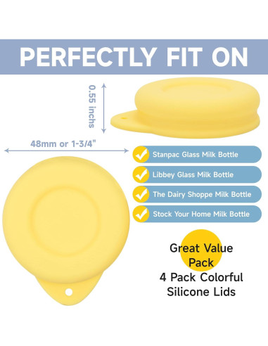 Paquete de 4 Tapas de Silicona Purekra 48mm para Botellas