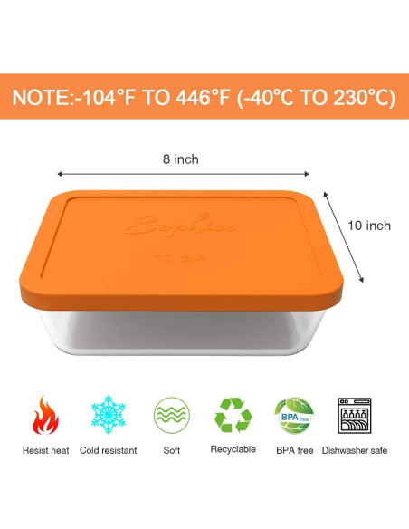 Cubiertas de Silicona Rectangulares 11 Tazas SOPHICO Naranja 2 Pack