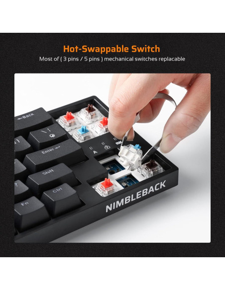 Teclado Mecánico LTC NB681 65% RGB Intercambiable Azul Teclado Mecánico LTC NB681 65% RGB Intercambiable Azul