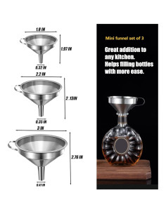 Juego de 3 Embudos de Acero Inoxidable Yokudo para Cocina 2