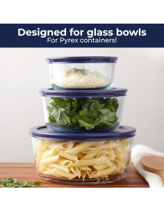 Tapa de Madera para Contenedores de Vidrio Pyrex - 6 Piezas Azul 12.1 cm 2