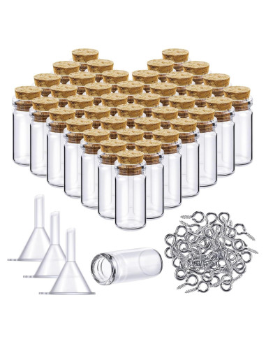 Yungyan 50 Mini Botellas de Vidrio con Corcho 1ml para DIY