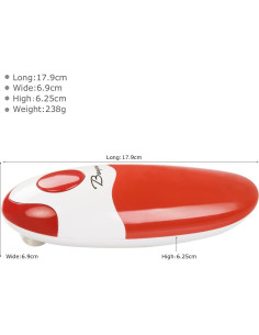 Abrelatas Eléctrico Automático Bangrui Rojo 17.9x6.9cm 2