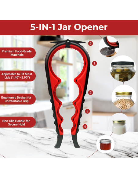 Abridor de frascos 5 en 1 Amroicus para manos débiles