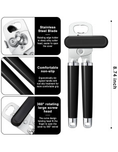 Abrelatas Manual Urbanstrive XL 22 cm Acero Inoxidable Negro 2