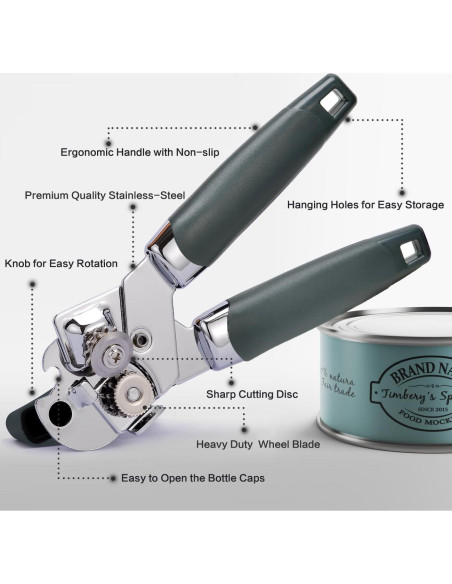 Abrelatas Manual 3 en 1 ELIRIVAWET Acero Inoxidable Gris