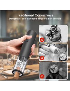 Abridor de Vino Eléctrico Yiizy Recargable con Cortador y Luz LED 2