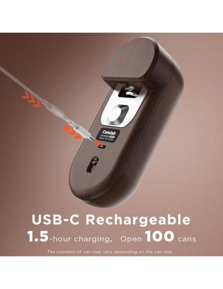 Abridor de Latas Eléctrico Canslab Turbo - Recargable USB, Apagado Automático, 100 Latas