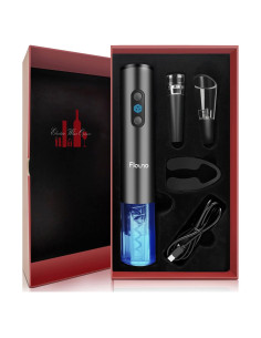 Abridor de Vino Eléctrico Flauno 6 en 1 Recargable Negro