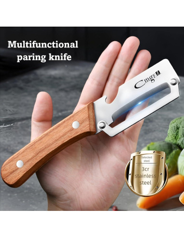 Pelador de Verduras ANMIOU con Mango de Madera y Abrebotellas